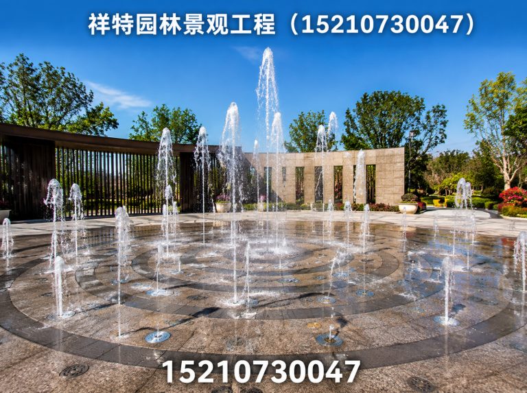 高阳县人工湖喷泉展示图